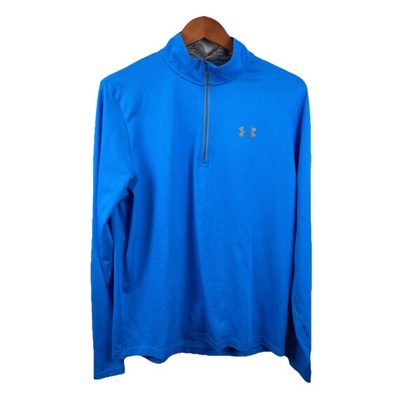 Under Armour 1/4 Zip Pullover Large Long Sleeve Ultra Blue 1291357 Fitted - Picture 2 of 5